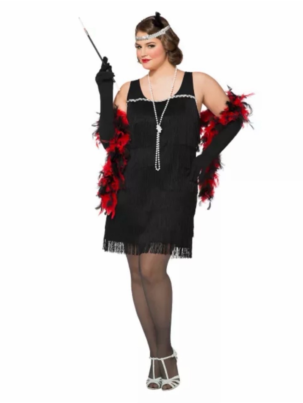 Adult Plus Size Black Fancy Sultry Flapper Dress Costume NEW Up to Size 16 NWT